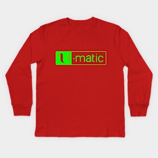 3/4" U-matic bright green logo Kids Long Sleeve T-Shirt